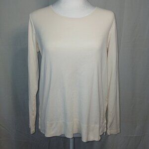 J.JILL PERFECT PIMA, IMCREAM, HIGH\LOW LONG SLEEVE TOP, SIZE SMALL PETITE